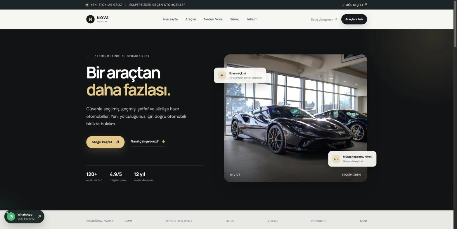 NOVA Motors demo ekran görüntüsü
