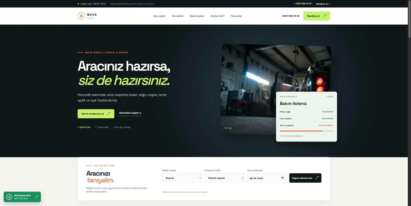 Nova Garaj demo ekran görüntüsü